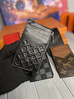 Держатель для карт черный монограм Louis Vuitton небольшой кошелек бумажник Луи Виттон