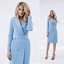 Класична сукня жакет з поясом міді Люкс небо (різні кольори) XS S M L