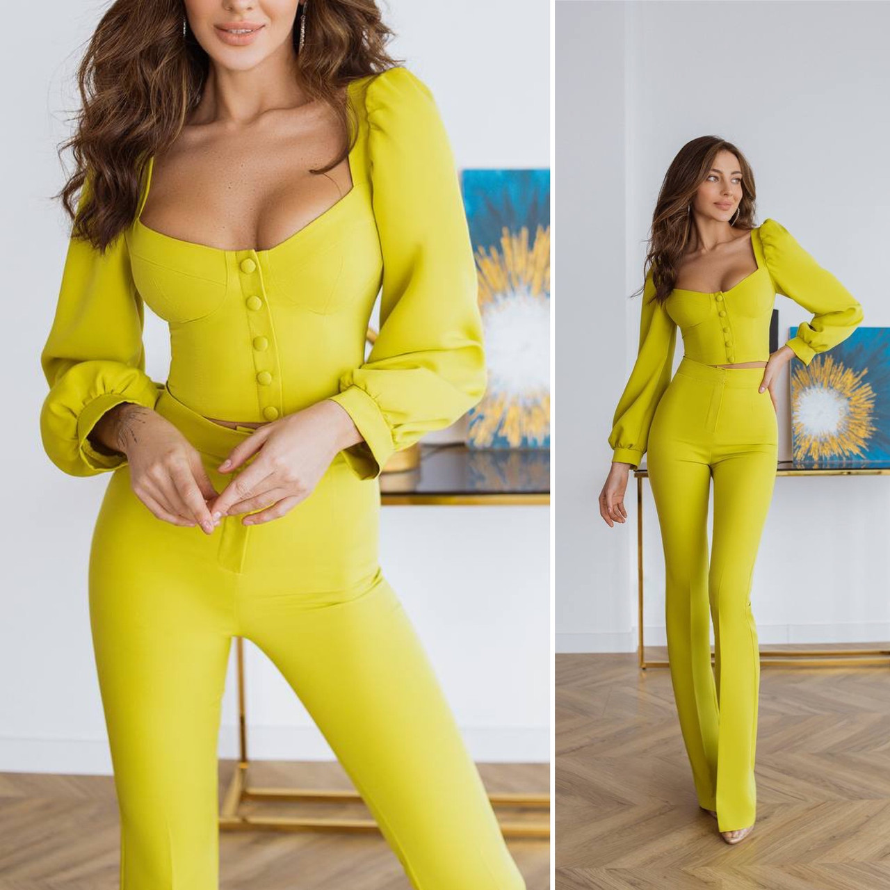 Силуетний жіночий костюм Люкс лайм (різні кольори) XS S M L