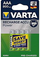 Аккумулятор (Батарея) Varta AAA/HR6 (1.2V, Ni-Mh, 800mAh, блистер, 4шт)