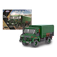 Детский пластиковый конструктор "Военный грузовик" XINGBAO, мальчику от 6 лет, 411 деталей, зеленый