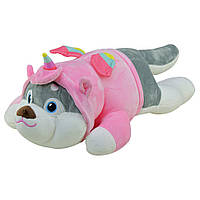 Детская мягкая игрушка-подушка собачка A-Toys, от 3 лет, материал полиэстер, размер 60 см., розовая