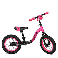 Беговел детский двухколесный Profi Kids, ребенку от 2 лет, колеса 12 дюймов, резина, надувные, розово-черный