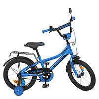 Дитячий чотириколісний велосипед Profi, від 4 років, з дзвінком, ліхтариком, колеса 16 дюймів, синій
