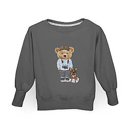 Світшот дорослий із малюнком плюшевого ведмедика Cebaby Fluffy Puffy, розмір L/XL, графіт