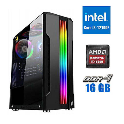 Новий ПК MT/ Core i3-12100F/ 16 GB RAM/ 500 GB SSD/ Radeon RX 6600 8GB/ 500W, фото 1