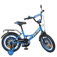 Четырехколесный велосипед для ребенка Profi, со звонком, мягкие рулевые накладки, колеса 16 дюймов, синий