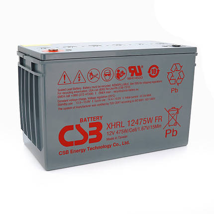 Акумуляторна батарея CSB XHRL12475WFR, 12 V 118.8 Ah (343х213х170 мм), 35.3 kg, фото 1