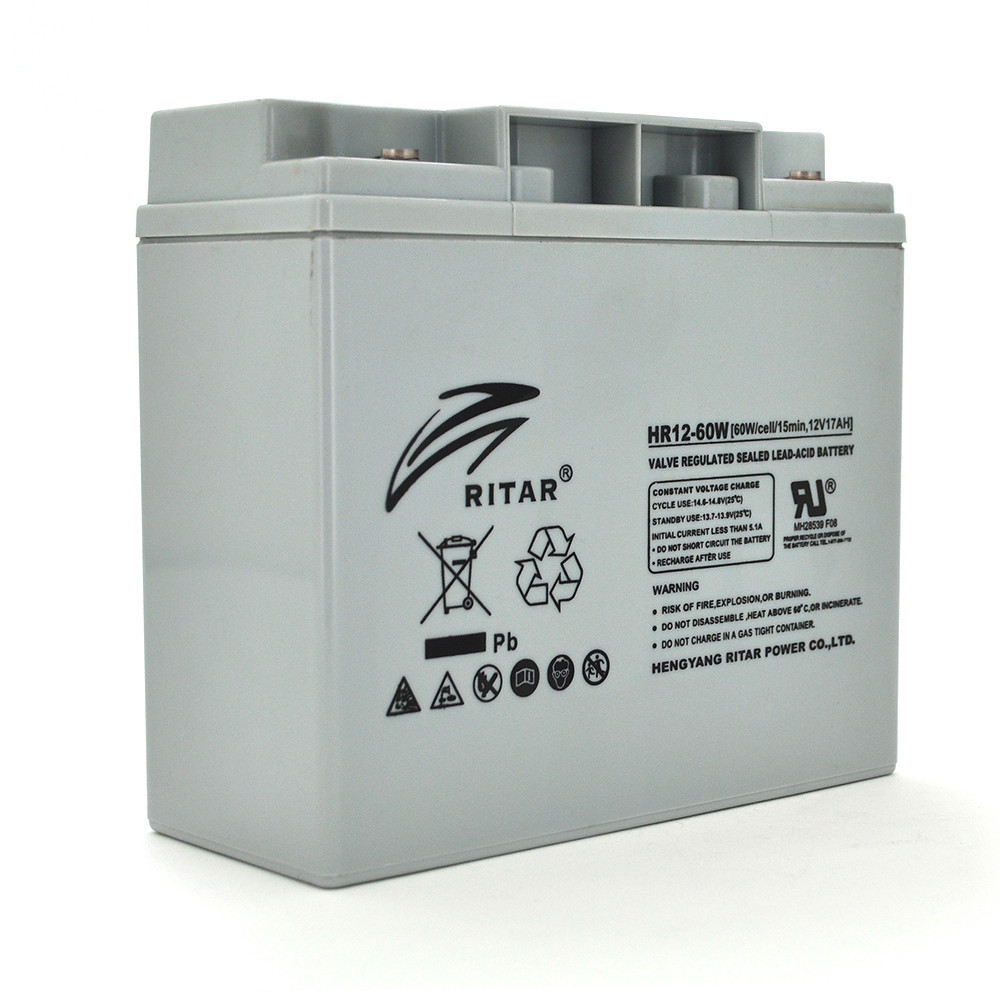 Акумуляторна батарея AGM RITAR HR12-60W, Gray Case, 12 V 17.0 Ah ( 181 х 77 х 167 (167 ) 4.80 kg Q4