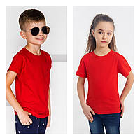 Красная футболка детская мальчику и девочке , футболки однотонные детские и подростковые на физ-ру
