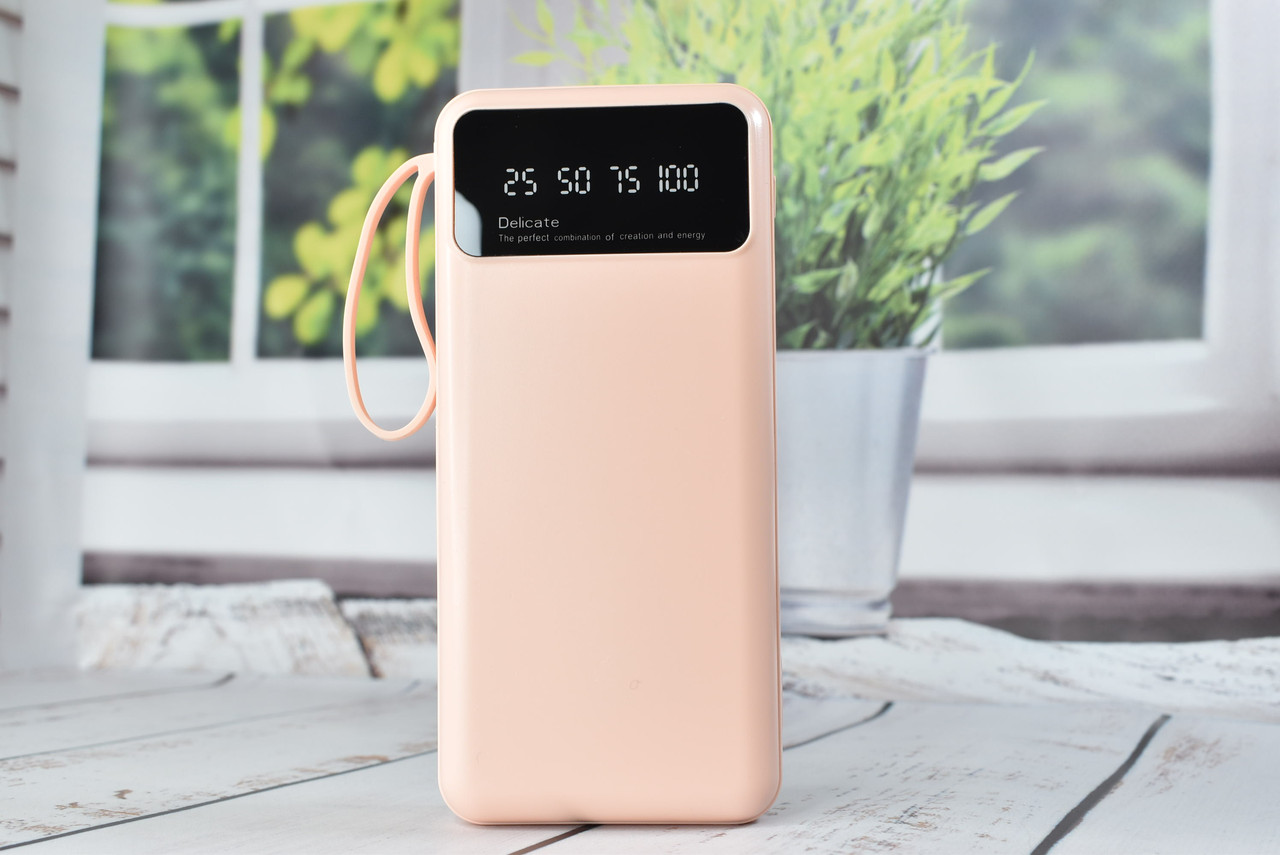 Універсальна мобільна батарея KJ-С20 Pink 20000 mAh 5 В з ліхтариком
