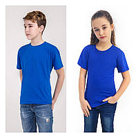 Детская футболка однотонная синяя мальчику и девочке , футболка синего цвета детская и подросток в садик школу