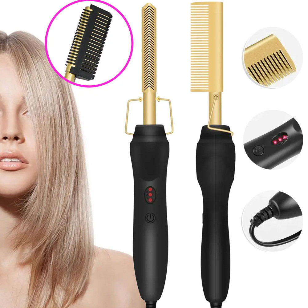 Електричний гребінець випрямляч для волосся з насадкою High Heat Brush / Стайлер гребінець для вирівнювання волосся, фото 1