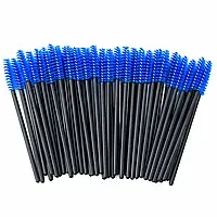 Щеточки для расчесывания ресниц нейлоновые синие с черной ручкой 50 шт