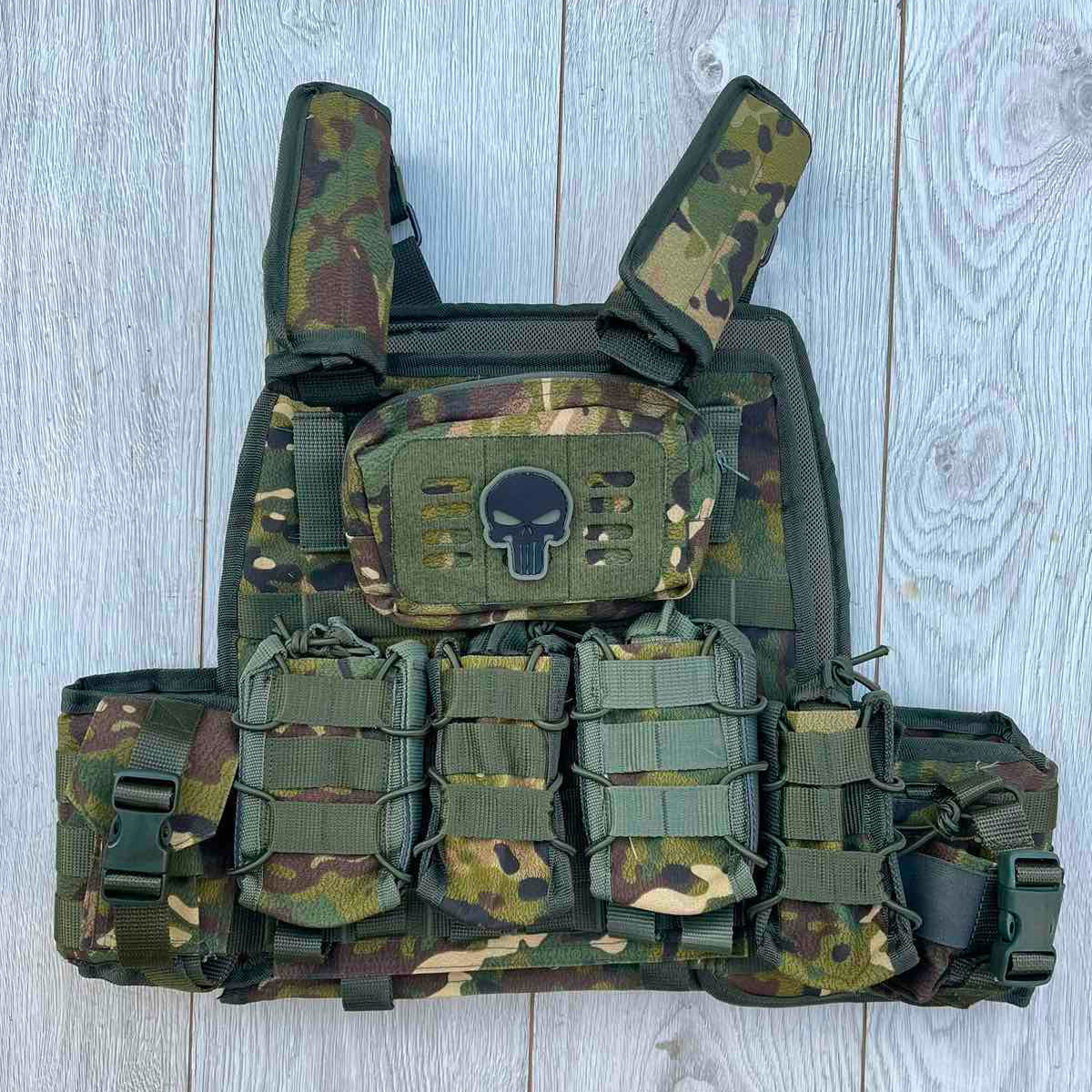 Плитоноска бронежилет (MOLLE, Cordura, 7 підсумків) мультикам