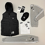 Чоловічий спортивний костюм Adidas весна-осінь. Костюм спортивний Адідас з жилеткою (безрукавкою) комплект Туреччина, фото 3