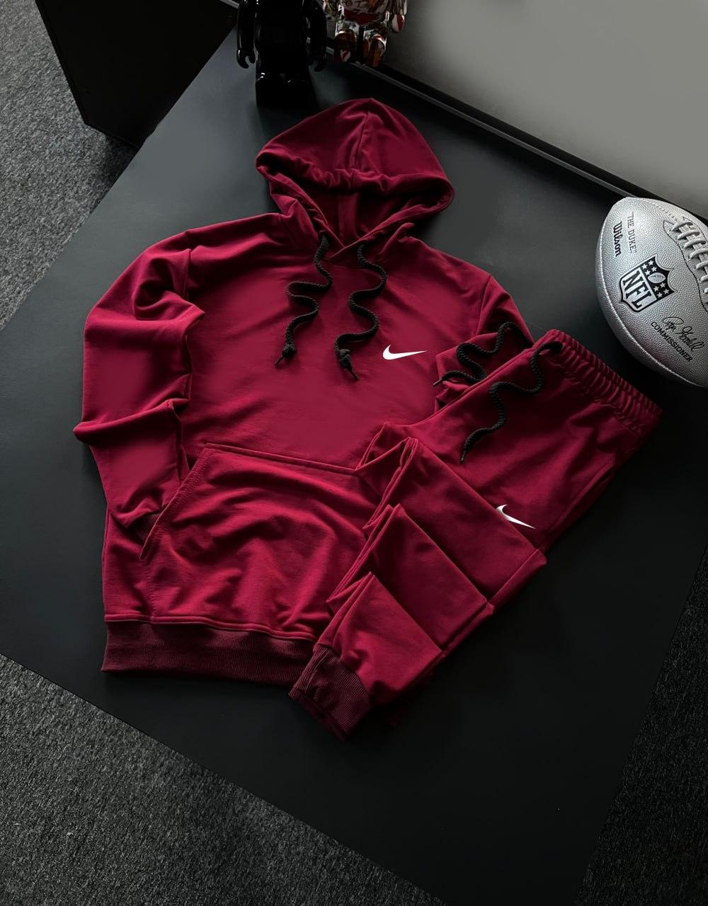 Спортивний костюм Nike трикотажний чоловічий весняний осінній бордовий комплект найк худі штани весна осінь, фото 1