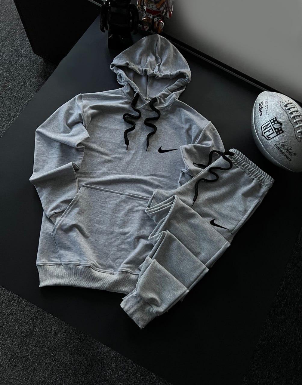 Спортивний костюм Nike трикотажний чоловічий весняний осінній сірий комплект найк худі штани весна осінь, фото 1