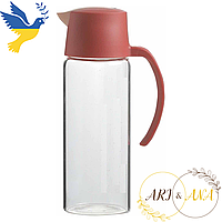 Скляна пляшка для олії 500 мл Ari&Ana розовая  з дозатором для оливкової олії, соєвого соусу, вина, оцту та ін. Ємність для олії а