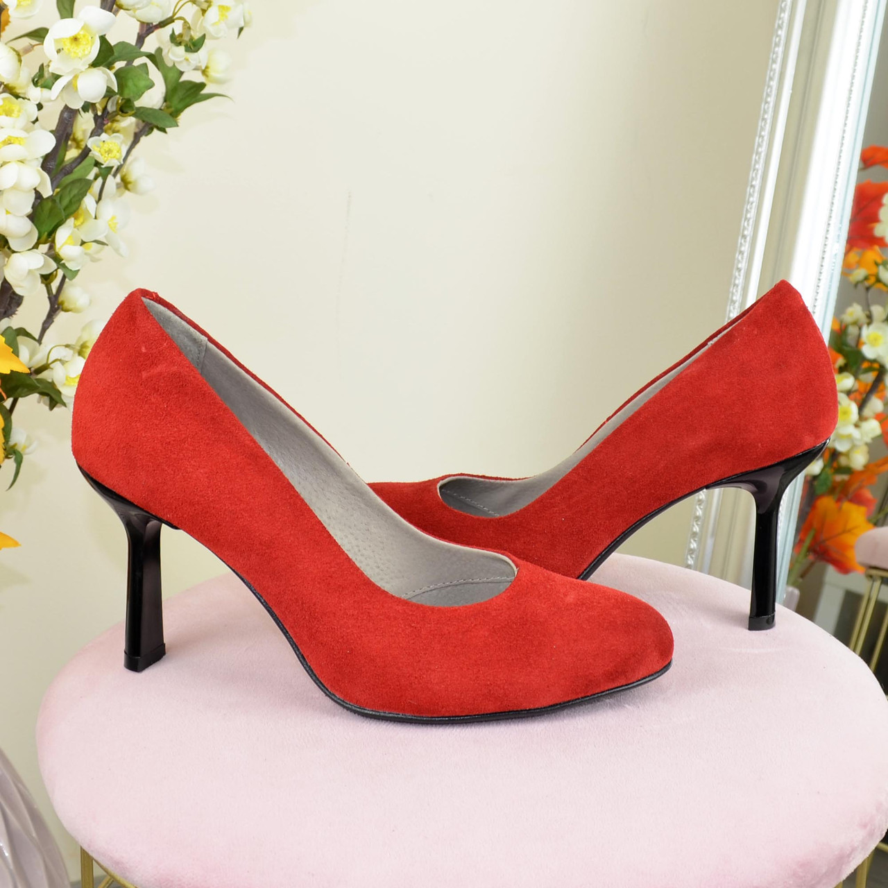 Туфли женские замшевые классические на шпильке, цвет красный - фото 3 - id-p1034309786
