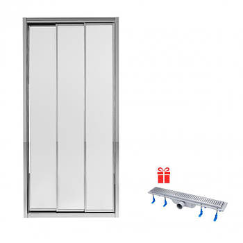 Набір Qtap двері в нішу Unifold CRM208.C4 78-81x185 см, скло Clear 4 мм, покриття CalcLess + трап лінійний