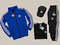 Спортивний комплект 4в1 Adidas чоловічий кофта-штани-футболка-кепка весна\осінь турецька двухнитка, Адідас костюм чоловічий