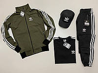Спортивний комплект 4в1 Adidas чоловічий кофта-штани-футболка-кепка весна\осінь турецька двухнитка, Адідас костюм чоловічий