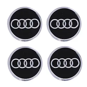 Наклейка ємблема на колісний ковпак або диск d 60 мм Audi чорна (4 шт.)