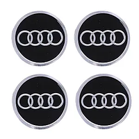 Наклейка емблема на колесный колпак или диск d 60 мм Audi черная (4шт)