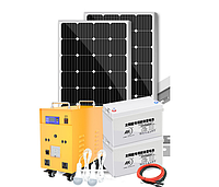 Сонячна станція з накопиченням енергії + інвертор 2000W + Solar panel 2x200W + акумулятор 2x100AH, 2*AC/220V