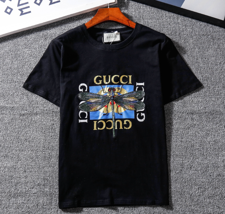 Футболка Gucci чорна чоловіча жіноча унісекс з бабкою