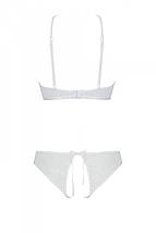 Комплект: бра, трусики з ажурним декором та відкритим кроком URSULA SET L/XL, white, фото 4