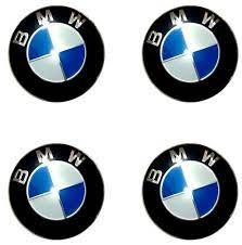 Наклейка ємблема на колісний ковпак або диск d 60 мм BMW чорна (4 шт.)