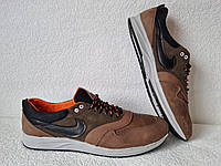 Nike кроссовки коричневые кожаные большого размера обувь гиганты, великаны, big foot для мужчин демисезонные
