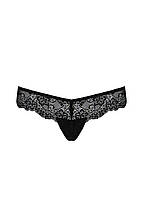 Мереживні трусики-танга з атласним бантиком Passion NAJA THONG XXL/XXXL, black, фото 5