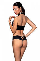 Комплект з еко-шкіри Passion NANACY BIKINI XXL/XXXL, black, бра та трусики з імітацією шнурівки, фото 2