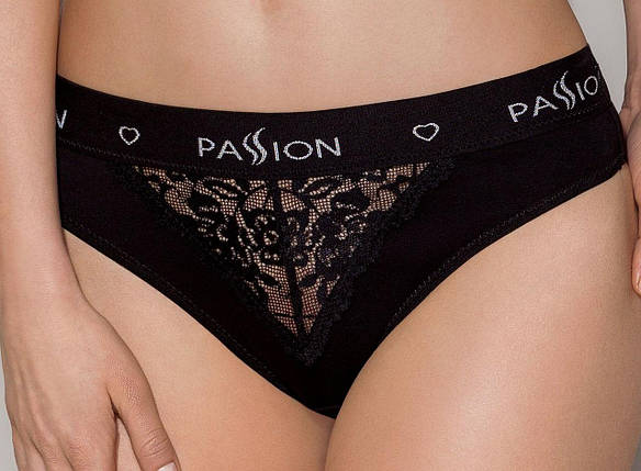Трусики з широкою гумкою і мереживом Passion PS001 PANTIES S, black, фото 1