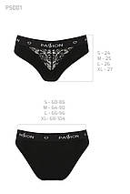 Трусики з широкою гумкою і мереживом Passion PS001 PANTIES S, black, фото 3