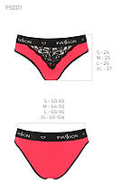 Трусики з широкою гумкою і мереживом Passion PS001 PANTIES S, red-black, фото 3