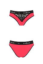 Трусики з широкою гумкою і мереживом Passion PS001 PANTIES S, red-black, фото 4