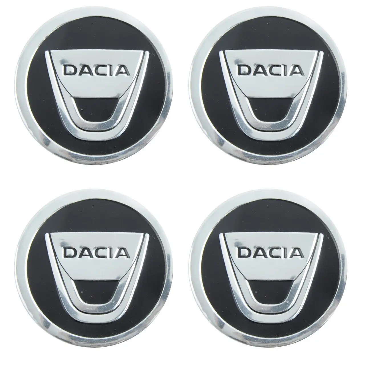 Наклейка ємблема на колісний ковпак або диск d 60 мм Dacia чорна (4 шт.)