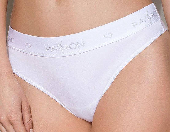 Трусики-бразиліана з бавовни Passion PS005 PANTIES L, white, фото 1