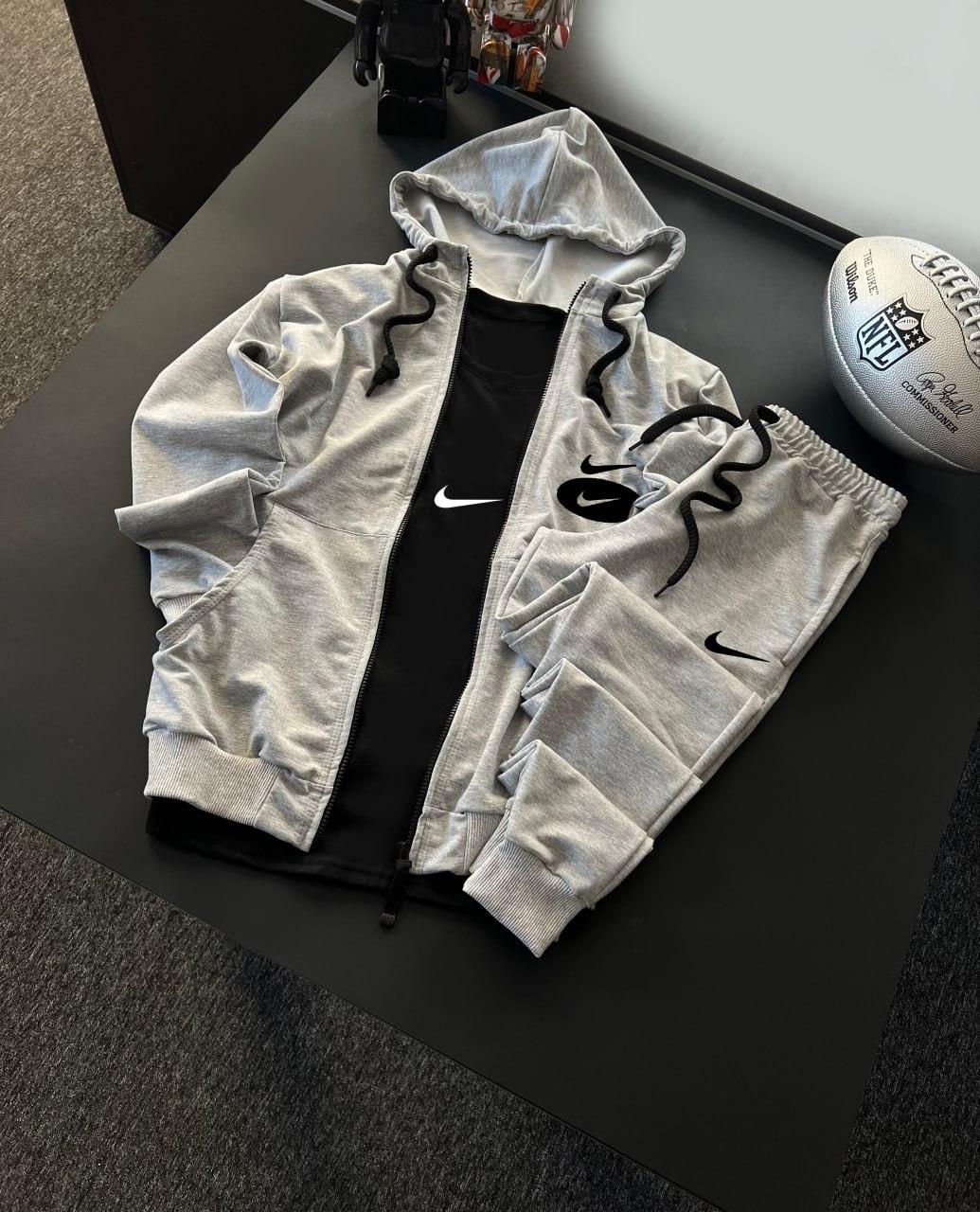 Комплект чоловічий Nike спортивний костюм футболка весняний осінній літній найк сірий весна осінь літо, фото 1