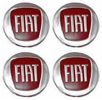 Наклейка емблема на колесный колпак или диск d 60 мм Fiat красная (4шт)
