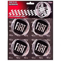 Наклейка емблема на колесный колпак или диск d 60 мм Fiat черная (4шт)