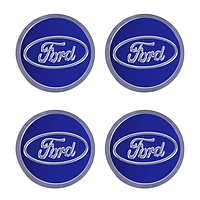 Наклейка емблема на колесный колпак или диск d 60 мм Ford синяя (4шт)