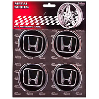 Наклейка емблема на колесный колпак или диск d 60 мм Honda черная (4шт)