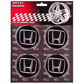 Наклейка ємблема на колісний ковпак або диск d 60 мм Honda чорна (4 шт.)