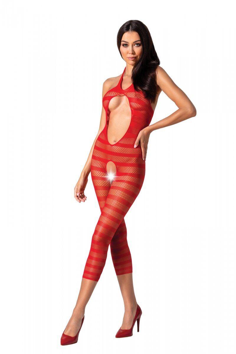 Сітчастий бодістокінг з відкритим животом Passion BS081 red