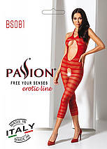 Сітчастий бодістокінг з відкритим животом Passion BS081 red, фото 3